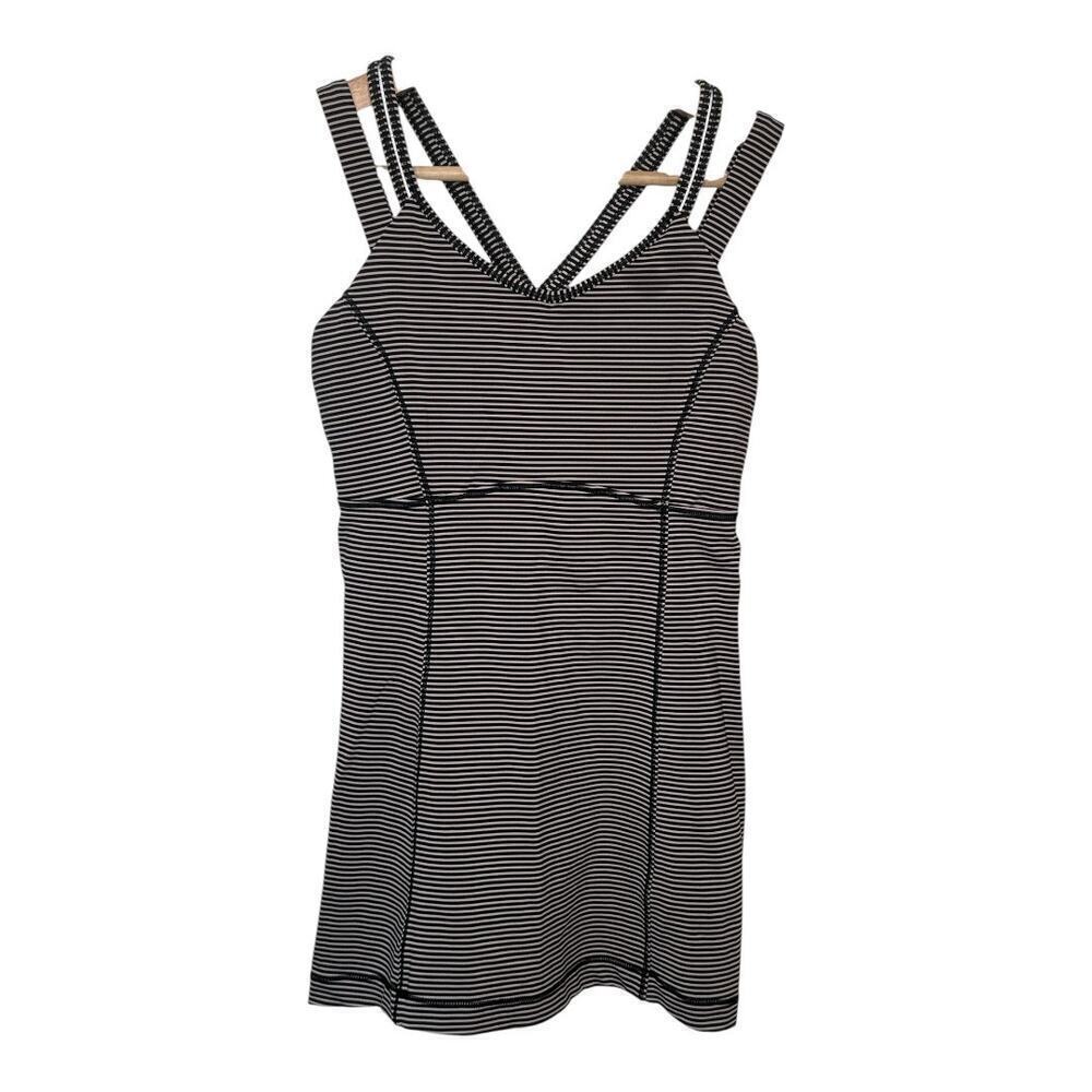 Lululemon Happy Strappy Tank Top Black Pink Striped Size 6